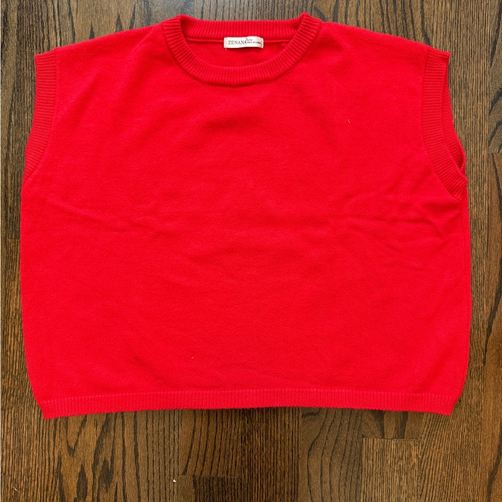 Vibrant Red Sleeveless Sweater